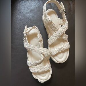 Marc Fisher Cream Braided Multi-Strap Sandals